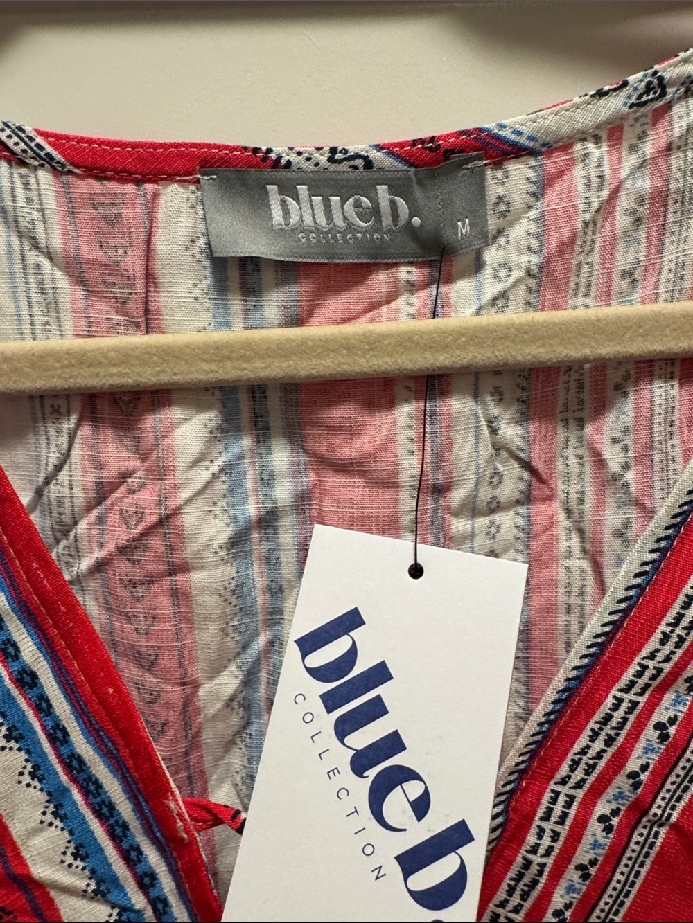 🆕 Blue B Hot Pink, Blue & White Striped Wrap Bodysuit w Lace Snap Bottom M NWT🔥🔥 - Picture 2 of 8